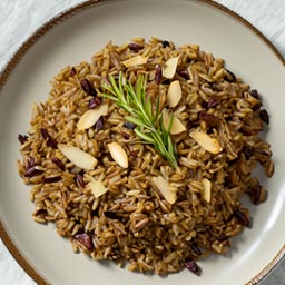 Nutty wild rice cooked with aromatic herbs and toasted almonds.
